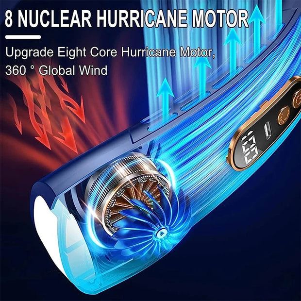 New Hanging Neck Fan Ice Magnet Cooler Digital Display Rechargeable Air Conditioner Neck Ventilator With Colorful Light