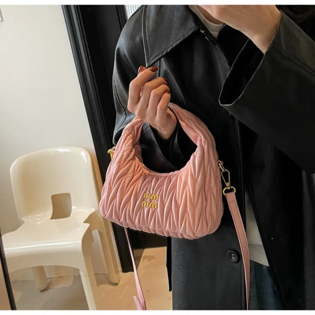 Chic Solid Color Crossbody Bag – Textured Leather Handbag with Adjustable Strap