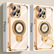 New Strong Magsafe Magnetic Ring Stand for iPhone 16 15 14 13 11 12 Pro Max Plus Military Shockproof Slim Plating Clear Cover - Luxe Ladies Moda