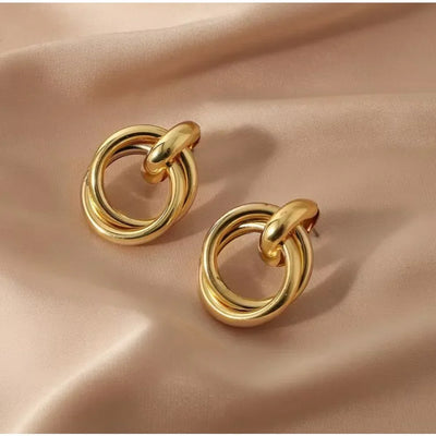 Classic Gold Color Geometric Irregular Stud Earrings for Women Design Sense Knot Piercing Earring Fashion Jewelry - Luxe Ladies Moda