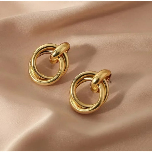 Classic Gold Color Geometric Irregular Stud Earrings for Women Design Sense Knot Piercing Earring Fashion Jewelry - Luxe Ladies Moda
