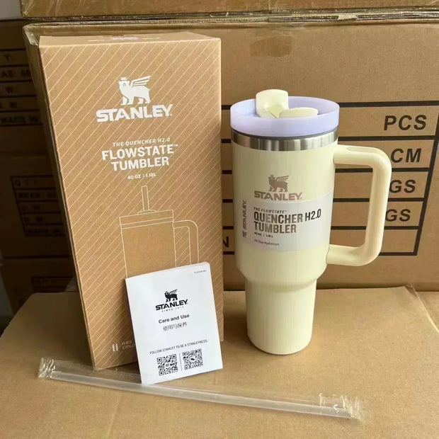 Stanley 30oz 40oz Insulated Tumbler With Lid and Straws Stainless Steel Coffee Tumbler with Handle Vacuum Leak Proof Coffee Cup - Luxe Ladies Moda