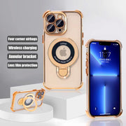 New Strong Magsafe Magnetic Ring Stand for iPhone 16 15 14 13 11 12 Pro Max Plus Military Shockproof Slim Plating Clear Cover - Luxe Ladies Moda