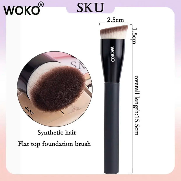 Flat Top Foundation Makeup Brushes Flat Angled Synthetic Hair Face Contour Foundation Liquid Cream Bronzer Buffing Makeup Tool - Luxe Ladies Moda