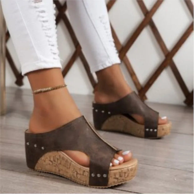 Sandals Shoes Women Summer Soft Women Shoe Slides Women's Sandals Wedge Shoes Woman Platform Heels Slippers Women Footwear - Luxe Ladies Moda