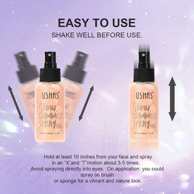 Body highlight spray, quick-drying and non-sticky, liquid glitter highlighter, long-lasting gloss - Luxe Ladies Moda