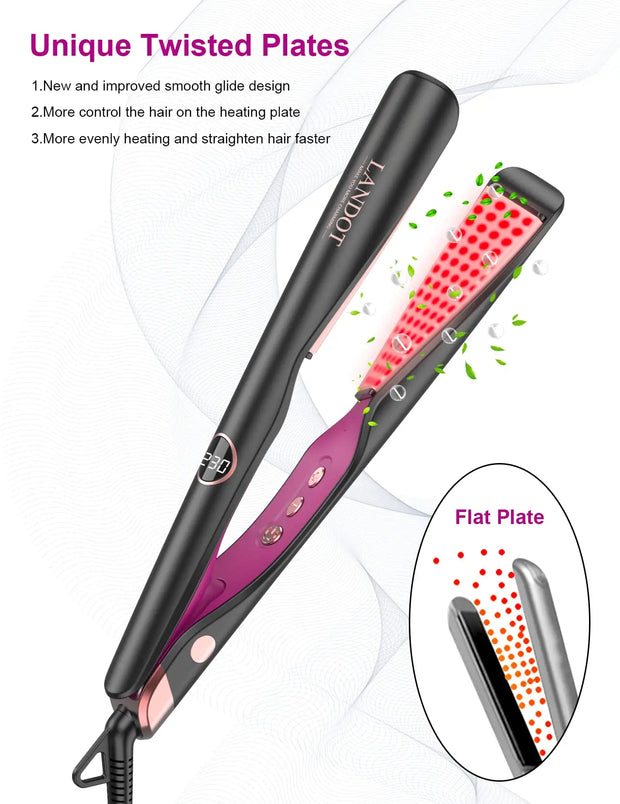 Straightening Curling Iron Combo for Curl Wave Straighten Women Hair - 1 Inch Dual Voltage - Luxe Ladies Moda