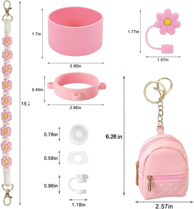 9PCS Cup Accessories Set Water Bottle Handle Strap Coin Purse Silicone Cup Boot Straw Cover for Stanley Cup 30oz & 40oz Tumbler - Luxe Ladies Moda