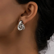 Gold SIlver Color Knot Hoop Earring for Women Fashion Shiny Plating Trendy Twist Stud Earring Stud Cute Daily Wear Jewelry - Luxe Ladies Moda
