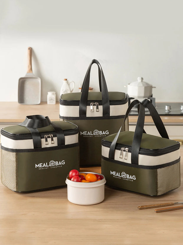 Portable lunch bag food insulated box Waterproof shoulder strap insulated box, hand-held lunch box bag, fresh aluminum DH - Luxe Ladies Moda