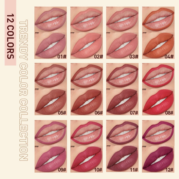 QIBEST 2pcs Lipstick Lipliner Pen Set Matte Velvet Lip Liner Pencil Contour Makeup Sexy Red Lip Stick Long Lasting Cosmetics - Luxe Ladies Moda
