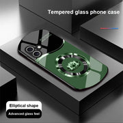 Circle Lotus White For Apple IPhone 16 11 13 15 14 Pro Max 12 Mini 7 8 Plus XR X XS Elliptical Shaped Tempered Glass Phone Case - Luxe Ladies Moda