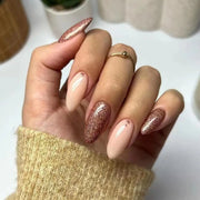 24pcs Detachable Almond French False Nails DIY Glitter Design Press on Nails Fake Nials DIY Manicure Nail Tips - Luxe Ladies Moda