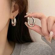 Vintage Metal Geometry Hoop Earrings - Irregular Minimalist Design for Women - Luxe Ladies Moda