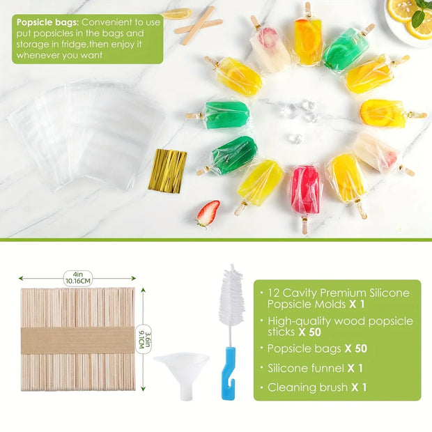 Popsicles Molds, 12 Pieces Silicone Popsicle Molds Easy-Release BPA-free Popsicle Maker Molds Ice Pop Molds Homemade Popsicle - Luxe Ladies Moda