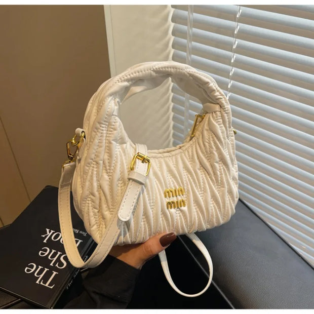 Chic Solid Color Crossbody Bag – Textured Leather Handbag with Adjustable Strap
