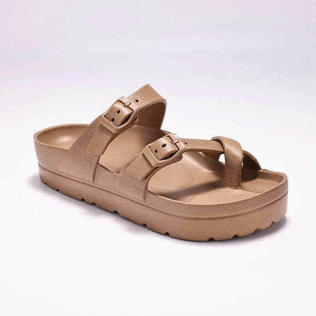 Platform Sandals Comfortable Foam Slides Thick Soles Outdoor Adjustable Buckle Beach Sandals with Arch Support