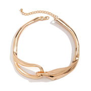 Exaggerated Thick Heavy Metal Buckle Collar Choker Necklace for Women Punk Gold Color Chunky Short Necklace Party