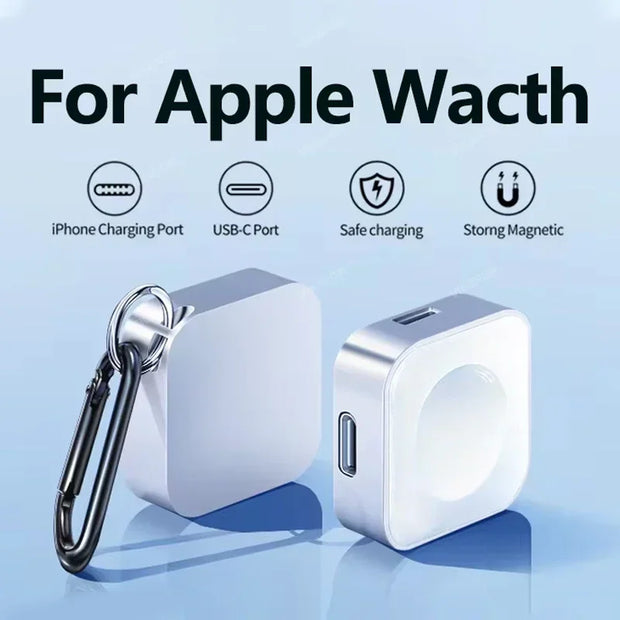 Portable Wireless Watch Charger Type C 8pin Two interfaces For Apple Watch S9 8 7 6 5 4 3 2 1 SE Ultra Series Fast Charger - Luxe Ladies Moda