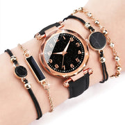 5PCS/Set Women‘s Watches Ladies Fashion Leather Band Analog Quartz WristWatch Bracelets Set - Luxe Ladies Moda
