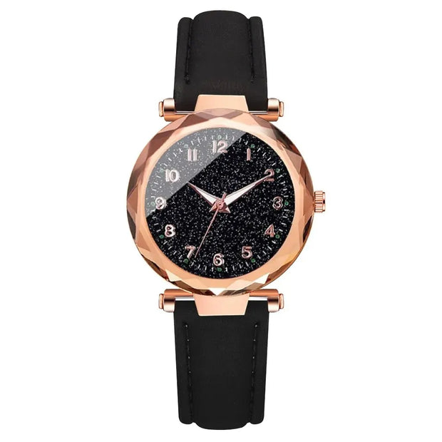 5pcs Set Womens Watches Set Ladies Fashion Watch Black Female New Simple Casual Womens Analog WristWatch Bracelet Gift No Box - Luxe Ladies Moda