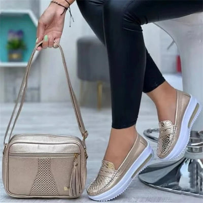 Plus Size 43 Casual Flat Shoes of Women 2024 Fashion Round Toe Low Top Wedge Platform Sneakers Comfort Non Slip Women Loafers - Luxe Ladies Moda