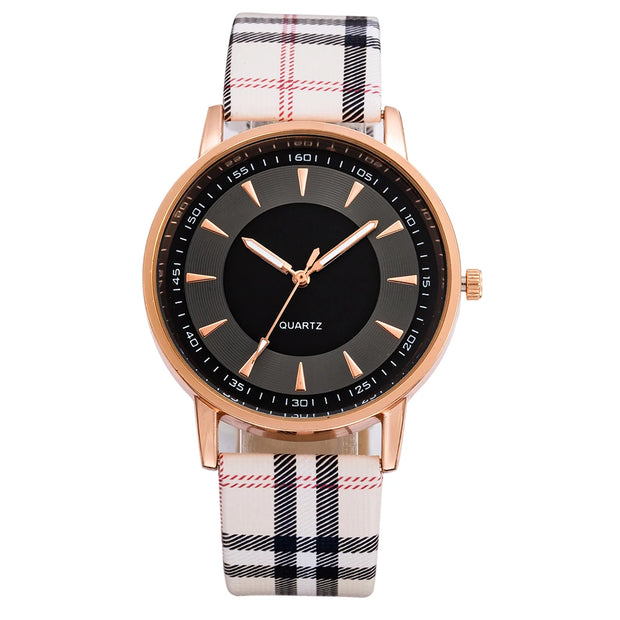 Fashion Casual Women's Quartz Watches Black White Dial Analog Ladies Wristwatch Leather Strap Simple Female Clock Gift for Women - Luxe Ladies Moda
