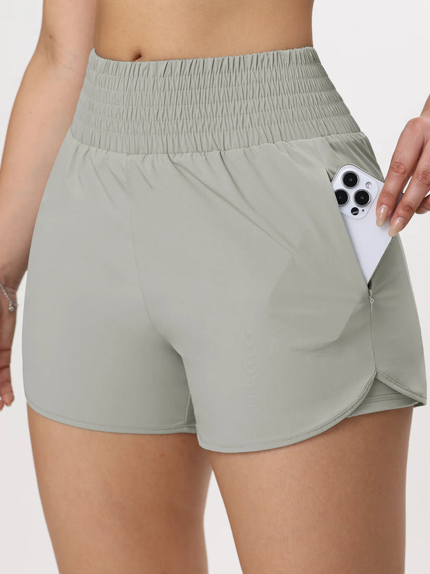 Women Side Zippered Pocket With Inner Lining Shorts Quick Drying Running Fitness Yoga Leisure Sport Shorts - Luxe Ladies Moda