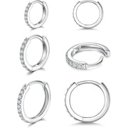 925 Sterling Silver Small Hoop Earrings Zirconia Huggie 14K Gold Plated Cartilage Piercing Ear Cuff Tiny Earrings for Women Men - Luxe Ladies Moda
