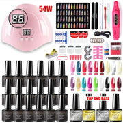 Nail Set Nail Gel Tools Kit 54W Nail Lamp 18/12/7 Colors UV Gel Nail Polish Kit Contains Nail Drill Machine Nail Kit