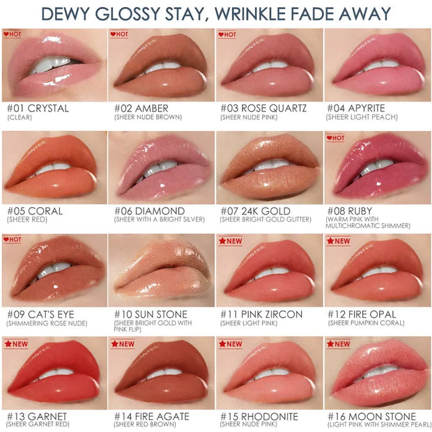 Lip Gloss Moisturizing Long Lasting Juicy Jelly Lip Tint 16 Colors Shiny Transparent Lipgloss Women's Cosmetics - Luxe Ladies Moda