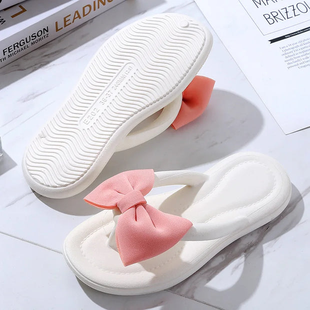 Bow Tie Slippers for Women, Sweet Bow Tie Flip Flops, Outdoor EVA, Non-Slip Beach Shoes, Comfortable Sandals, Summer Fashion - Luxe Ladies Moda
