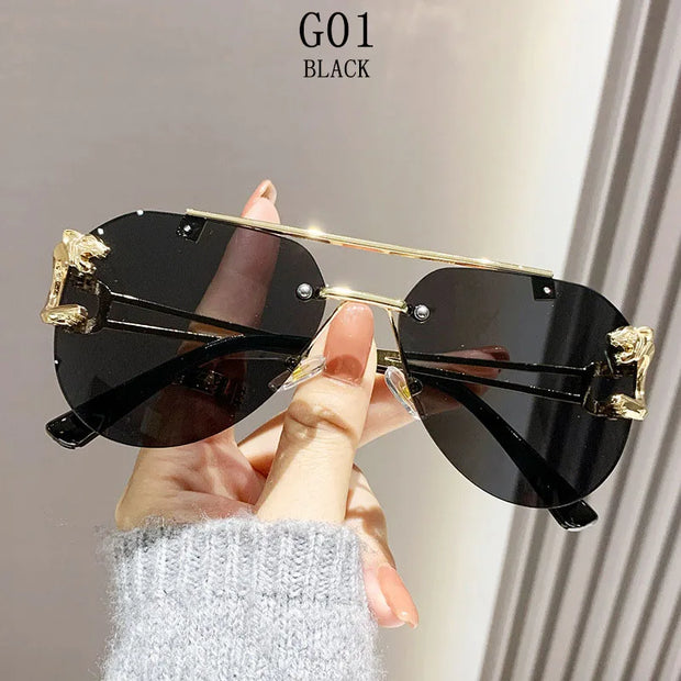 Rimless Sunglasses Women Trendy Luxe Fashion Sunglasses Vintage Glasses - Luxe Ladies Moda