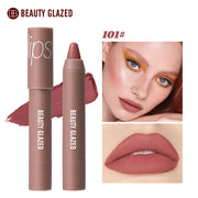 Beauty Glazed Matte Lipstick Pencil Waterproof Long Lasting Lip Balm 12 Colors Velvet Lip Liner Pen Lips Makeup Women Cosmetics - Luxe Ladies Moda