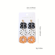 Halloween Acrylic Drop Earrings Cute Ghost Print BOO Dangle Fun & Quirky Party Accessory, Hypoallergenic Stainless Steel Ear
