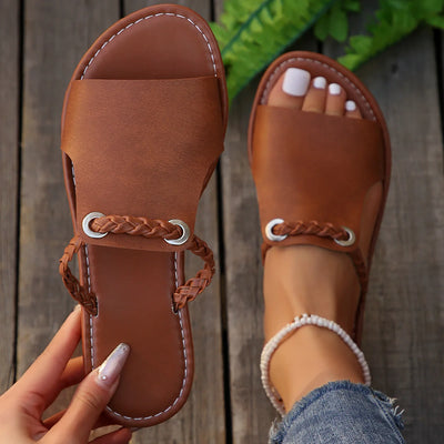 Women's Shoes Square Head Cross Flat Summer Sandals Simple Flip-flops Women Wear Slippers Beach Slippers - Luxe Ladies Moda