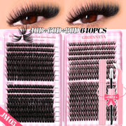 Lash Clusters Set Mixed Tray Lashes Kit Fluffy Individual Lashes Extension with Lash Bond and Seal At Home Makeup - Luxe Ladies Moda