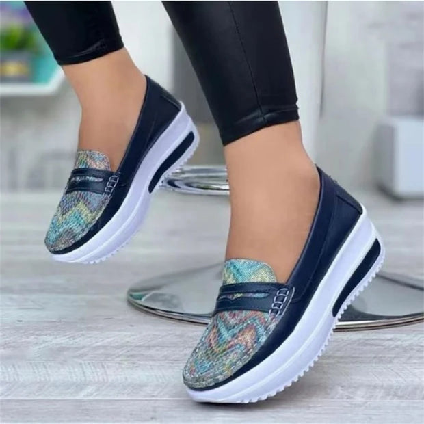 Plus Size 43 Casual Flat Shoes of Women 2024 Fashion Round Toe Low Top Wedge Platform Sneakers Comfort Non Slip Women Loafers - Luxe Ladies Moda