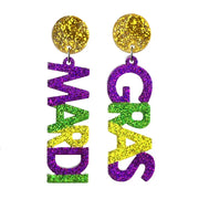 Bright Color Sequins Glitter Acrylic Mardi Gras Carnival Holiday Earrings Women Unique Jewelry Set