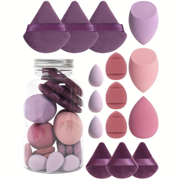 15-Piece Makeup Puff & Sponge Set – Loose Powder Puffs, Mini Makeup Eggs & Air Cushion Applicators - Luxe Ladies Moda