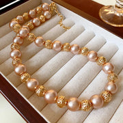 French Retro Geometric Pearl Necklace Earring Fashion Design Temperament Collarbone Chain Light Luxury High-end Jewelry Sets