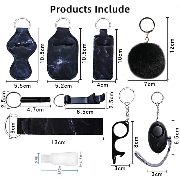 Factory Price Women Outdoor Self Defense Keychain Accessories Set Emergency Personal Protection Safety Alarm Women Product