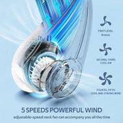Portable Neck Fan,4000 mAh Cooling Airflow 5 Speeds Adjustable Bladeless Fan Hands Free Personal Wearable Rechargeable Battery - Luxe Ladies Moda