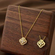 Lucky Four-leaf Clover CZ Necklace For Women's Dynamic Fashion Clavicle Chain Versatile Fashion Accessories - Luxe Ladies Moda