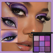 9-Grid Red Eyeshadow Palette Purple Glitter Pearlescent Matte Eye Shadow Shimmer Makeup Long Lasting Women Beauty Eye Cosmetics - Luxe Ladies Moda