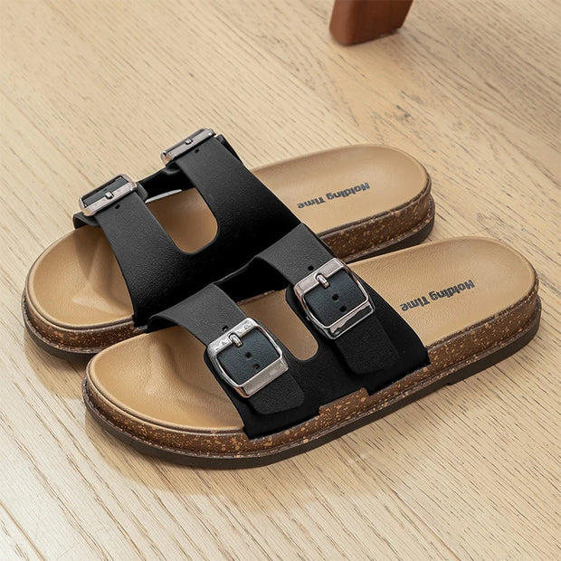 Double Strap Women's Slippers Summer Adjustable Soft Sole Shoes Outdoor Fashion Flat Bottom Sandals Women - Luxe Ladies Moda