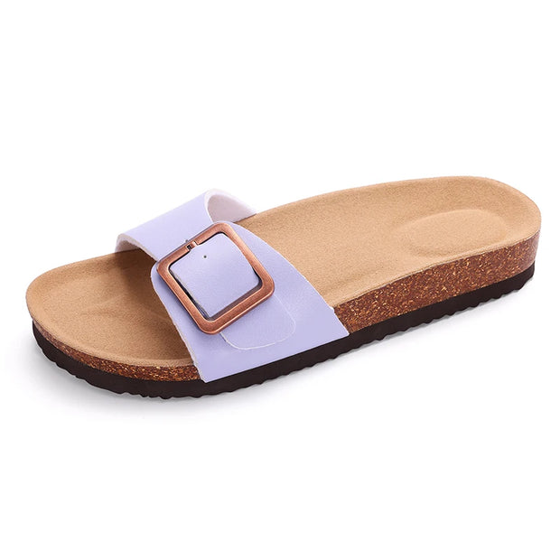 Cork Footbed Flat Slippers Fashion Flip Flops Women Outdoor Beach Shoes With Arch Support Women's Summer Clogs Sandals