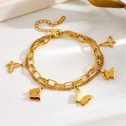 316L Stainless Steel Black And White Fritillaria Roman Round Plate Elegant And Charming Golden Gril Bracelet Evening Jewelry