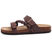 Women's Cork Footbed Sandals With Arch Support Summer Women Cork Slippers Slip-On Slide Sandals With Adjustable Buckle