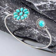 Vintage Green Stone Bracelets for Women Luxury Crystal Stone Flowers Opening Bangle Adjustable Jewelry Accessories - Luxe Ladies Moda